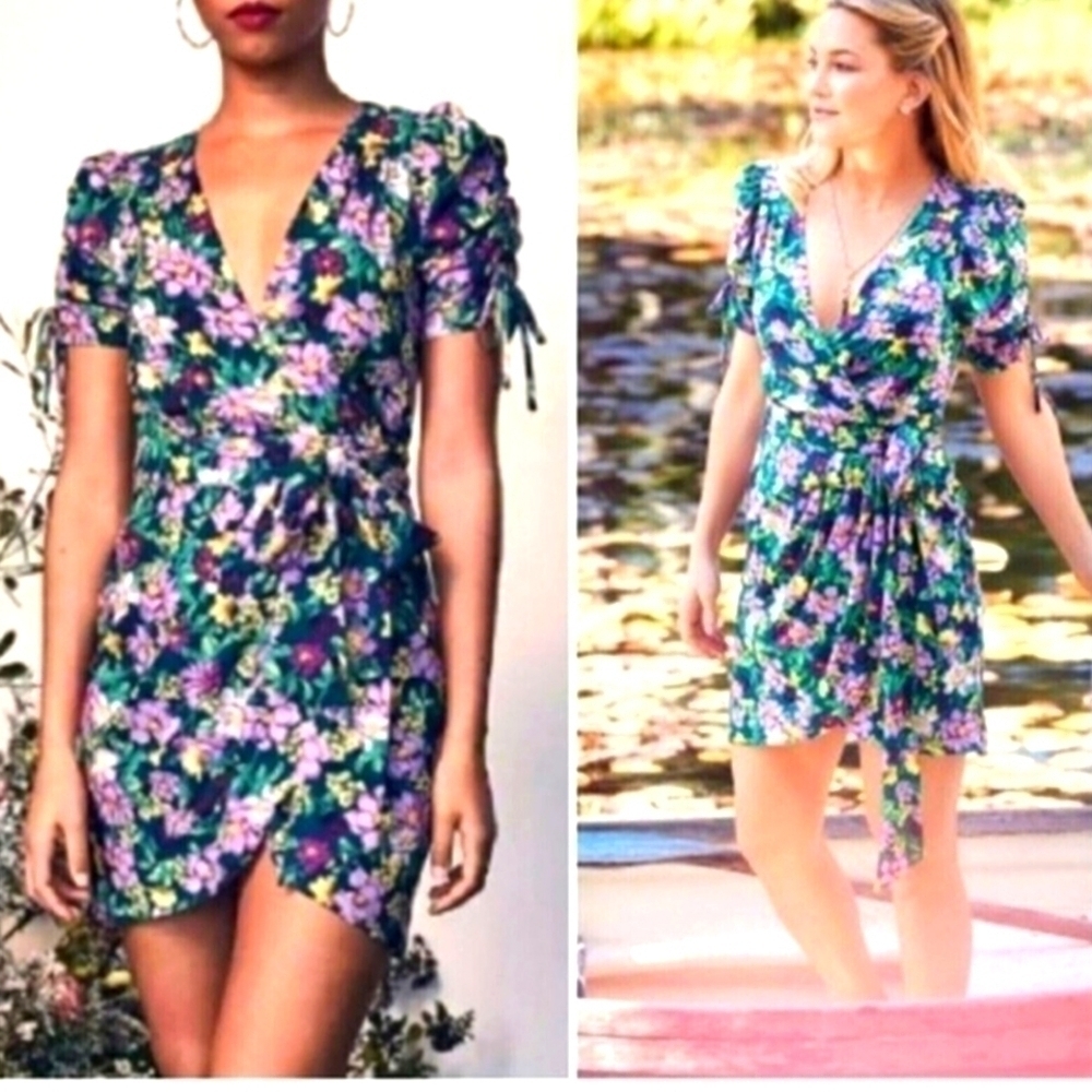 Happy x Nature Women Floral Mini  Wrap Dress SIZE S NWT